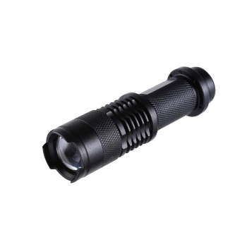 

Black Zoomable 3 Modes LED Police Mini Flashlight Torch Lamp Light, Multicolor