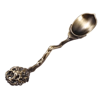

2 Vintage Royal Style Bronze Carved Small Spoon Coffee Tea Tools Flatware, Multicolor
