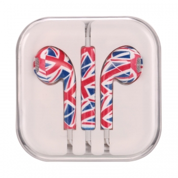

Printed With British Flag Pattern Wire With Wheat Headset, Colorful