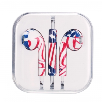 

Printed US Flag Patterned Wire with Wheat Earphone