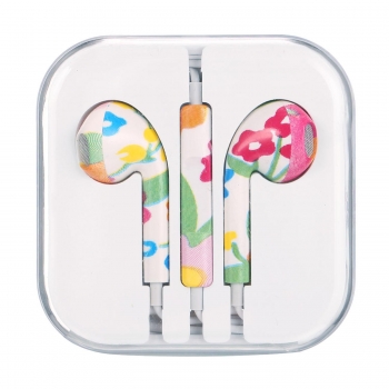

Fashion Color Printing Pattern Wire With Wheat Headphones, Colorful