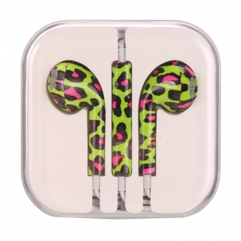 

Green Painted Pattern Printing Wire Control High Quality Iphone Headset, Colorful
