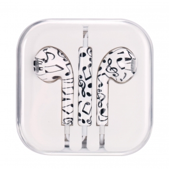 

Black Note White Printing Pattern Painted Wire Iphone Headset, Colorful