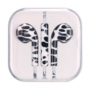 

Black And White Spots Painted Pattern Wire Iphone Headset, Colorful
