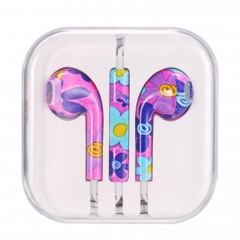 

Flowers Painted Pattern Wire With Wheat In-Ear Iphone Earphones, Colorful