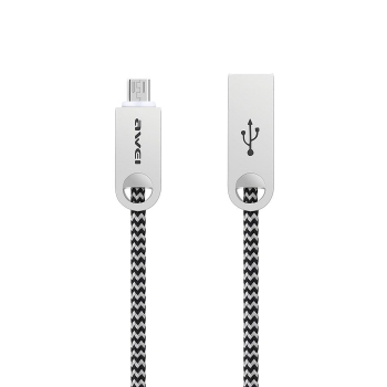 

Gray Awei CL-30 USB Nylon Braided Mobile Phone Fast Charge Data Cable For Android