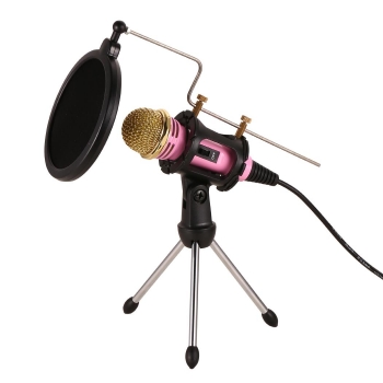 

New Portable Desktop Microphone Stand With Pop-Filter And Mini Microphone