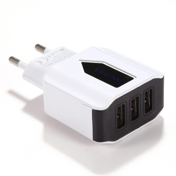 

Black Triple USB Port Wall Home Travel AC Power Charger Adapter, Multicolor