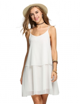 

Women Sleeveless Cross Strap Backless Ruffles Solid Casual Dress, Multicolor