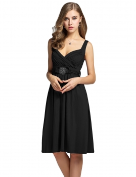 

Zeagoo Black Women Fashion V Neck Sleeveless Backless High Waist Solid A-Line Bridesmaid Evening Going Out Party Dresses, Multicolor