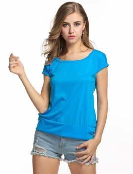 

Blue New Fashion Women Raglan Sleeve Solid Loose Casual Basic Tee Leisure Tank Tops T-Shirts, Multicolor