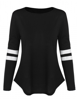 

Black Fashion Women's O-Neck Long Sleeve Casual Loose Tops T-Shirts, Multicolor