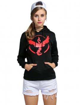 

Red Casual Hooded Long Sleeve Hot Game Print Casual Hoodies, Multicolor