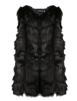 

Black Winter Warm Faux Fur O-Neck Slim Long Vest Waistcoat, Multicolor