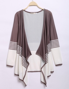 

Coffee Women Casual Long Sleeve Plaid Waterfall Asymmetric Hem Drape Cardigan Outwear Shirts Blouses Suits & Blazers, Multicolor