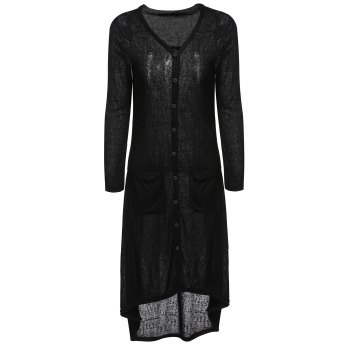 

Black Women Fashion Casual V Neck Long Sleeve Solid Asymmetric Hem Outwear Sweaters & Cardigans, Multicolor