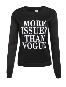 

Black O-Neck Long Sleeve Fleece Pullover Letter Print Sweatshirt, Multicolor