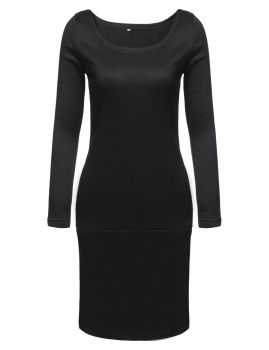 

Black Women Long Sleeve O Neck Casual Pullover Sweatshirt Dress, Multicolor