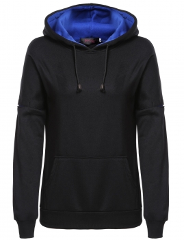 

Black Drop-Shoulder Sleeve Patchwork Pullover Hooded Hoodies, Multicolor