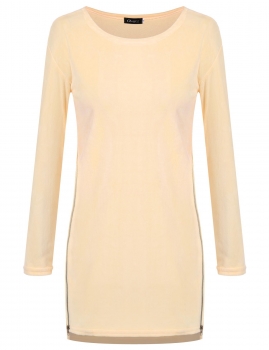 

Apricot New Fashion Women Long Sleeve Loose Cotton Sweater Mini Casual Dresses, Multicolor