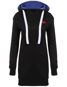 

Black Casual Hooded Long Sleeve Solid Loose Over Hip Hoodies, Multicolor