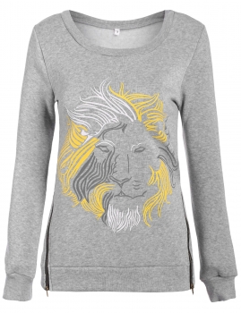 

New Women Fashion Sweater O Neck Long Sleeve Print Loose Sweatshirt, Multicolor
