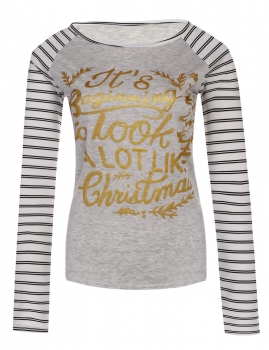 

Black Cotton Blend Pullover Christmas Reindeer Long Sleeve T-Shirts, Multicolor