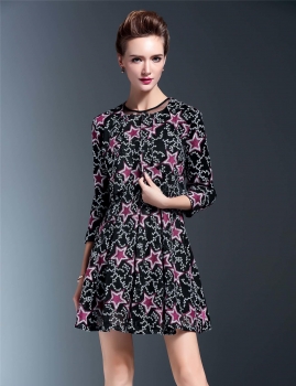 

YuJia Women Casual Two Pieces Embroidery Dress Coat Set, Multicolor