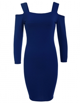 

Royal Blue Women Sexy Bandage Backless Long Sleeve Evening Party Pencil Bodycon Mini Dress, Multicolor