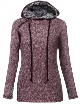 

Hooded Fleece Long Sleeve Half Zip Solid Slim Fashion Hoodie, Multicolor