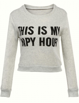 

Gray Fleece O Neck Long Sleeve Slim Pullover Sweatshirt, Multicolor