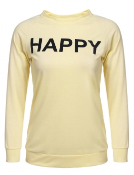 

Round Neck Raglan Long Sleeve Letter Print Pullover Sweats Sweatshirts, Multicolor