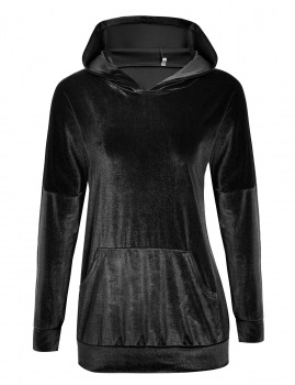 

Black Drop-Shoulder Solid Pullover Hooded With Pockets Hoodies & Sweatshirts, Multicolor