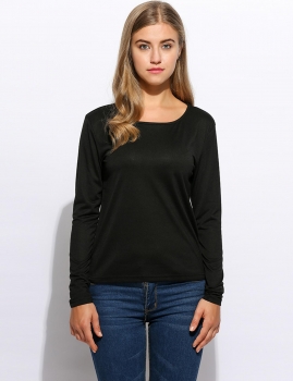 

O-Neck Long Sleeve Back Letter Printed T-Shirt, Multicolor