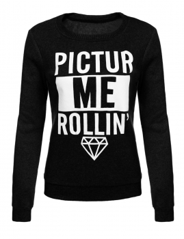 

Black Casual Round Neck Long Sleeve Letter Print Pullover Hoodies & Sweatshirts, Multicolor