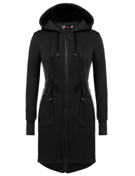 

Black Casual Hooded Long Sleeve Drawstring Slim Hoodie Coats & Jackets, Multicolor