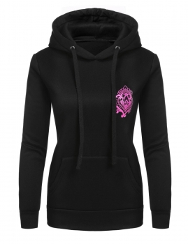 

Casual Long Sleeve Print Hooded Pullover Hoodie, Multicolor