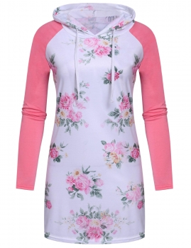 

Casual Hooded Long Sleeve Pullover Floral Patchwork Hoodies, Multicolor
