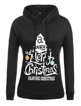

Black Long sleeve hooded printed stitching leisure Hoodies & Sweatshirts, Multicolor