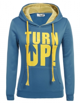 

Lake blue Long Sleeve Upset Letter Hooded Pullover Hoodies & Sweatshirts, Multicolor