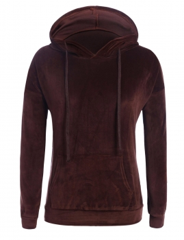 

Long Sleeve Velvet Hooded Pullover Hoodie, Multicolor