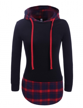 

Black Long Sleeve Plaid Patchwork Pullover Hoodies & Sweatshirts, Multicolor
