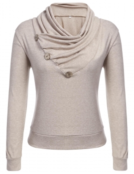 

Long Sleeve Cowl Loose Patchwork Rivet Casual Pullover Sweatshirt, Multicolor