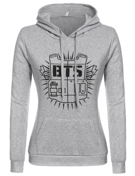 

Printed Letters Long Sleeve Hooded Add Wool Casual Hoodies, Multicolor