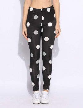 

Black High Waist Polka Dot Slim Skinny Pencil Pants Leggings, Multicolor