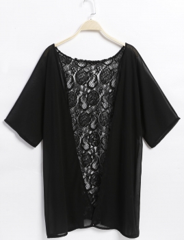 

Casual Back Lace Hollow Out Patchwork Chiffon Beach Cardigan, Multicolor