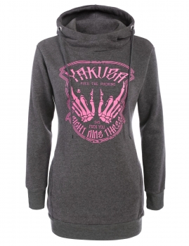 

Gray Long Sleeve Printed Casual Pullover Halloween Hoodie, Multicolor