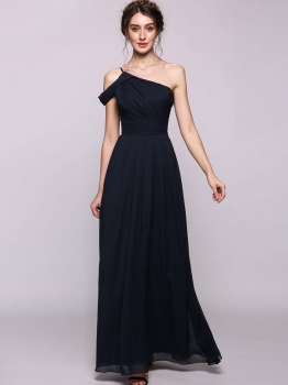 

Women A-Line"Princess One-Shoulder Floor-Length Chiffon Bridesmaid Dress With Ruffle, Multicolor