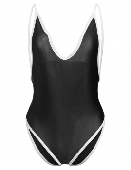 

Black V-Neck Sleeveless Solid Backless Spaghetti Straps Jumpsuit Bodysuit, Multicolor