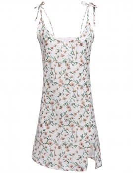 

Sleeveless Spaghetti Strap Floral Split Side Hem Straight Going Out Dress, Multicolor